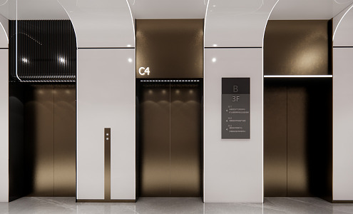 modern elevator hall 3d model