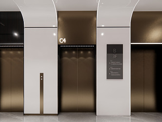 modern elevator hall 3d model