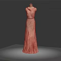 Elegant Sleeveless Pink Floor Length Gown With Belt On Mannequin
