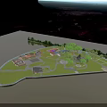 Outdoor Park Circular Plaza With Brick Paving Grass Areas Trees And Steps