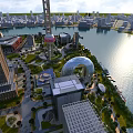 Aerial Planning of Modern Urban Landscape with River Iconic Buildings and Green Spaces