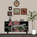 Mid-ancient style decorative cabinet ornaments combination 3d model