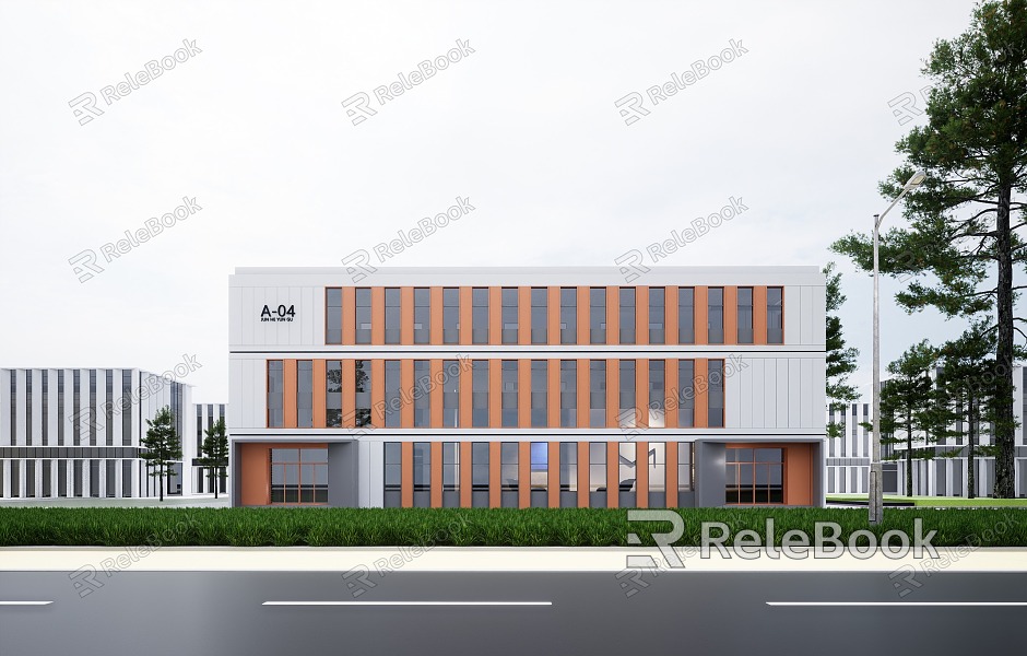 Modern Industrial Factory Building Multi-storey Factory Building Modern Factory Building Square Factory Building Multi-storey Office model