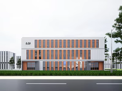 Modern Industrial Factory Building Exterior With Steel Structure And Large Glass Windows 3d model