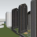 Modern High Rise Residential Buildings With Green Trees And Cloudy Sky