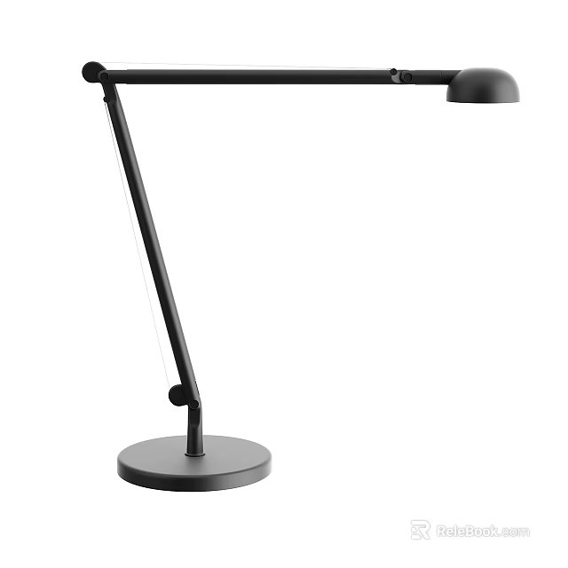 Modern Black Desk Lamp With Adjustable Arm And Stable Round Base 3d model