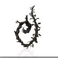 Artistic Spiral Shaped Plant Sculpture With Twisted Branches Thorns And Leaves