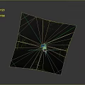 Square Mechanical Structure With Green Textured Surface And Central Component On Gray Background