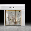 Modern Clothing Store Interior Design With Clothes on Racks Display Table Handbags And Lighting