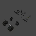 Modern Weapon Components With Scope Barrel Magazine Bipod And Mounting Parts