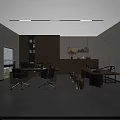 Bright Modern Minimalist Corporate Reception Area With Comfortable Waiting Lounge And Brand Logo Wall