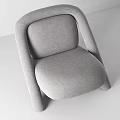 Modern Gray Lounge Chair with Curved Arms Unique Legs and Upholstered Fabric Design