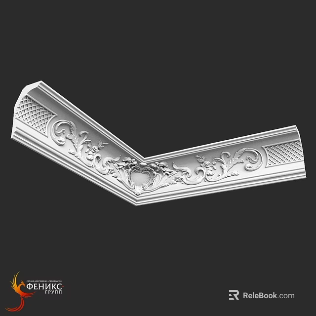 Classical Ornate Corner Component With Carved Vine Patterns And Lattice Texture Details 3d model 