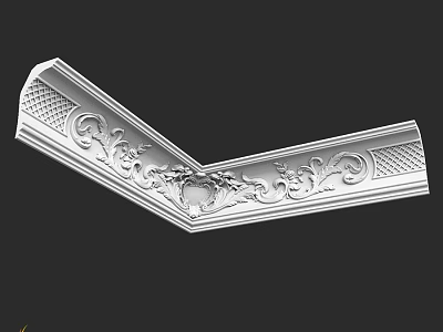Classical Ornate Corner Component With Carved Vine Patterns And Lattice Texture Details 3d model