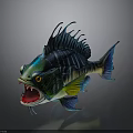 Colorful Tropical Fish With Open Mouth Sharp Teeth And Vibrant Fins Design