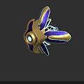 Golden And Purple Electronic Device With Glowing Circular Component And Wing Like Structure