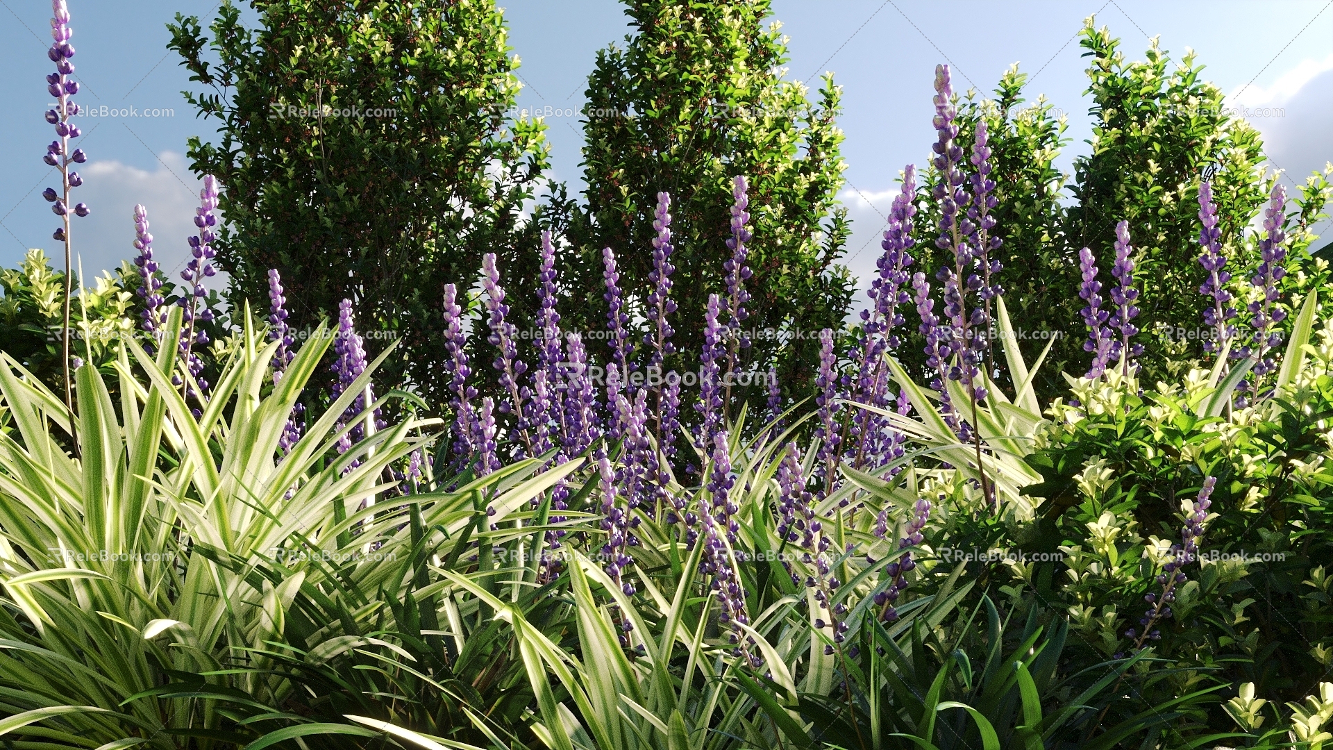 Modern flowers and plants combination landscape shrub shrub plant combination natural landscape 3d model