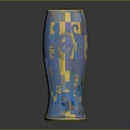 Ornate Blue Mug With Gold Accents And Intricate Floral Patterns