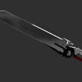 Sleek Silver Weapon With Decorative Black Hilt And Red Blade Detail
