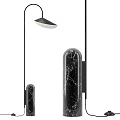 Sleek Modern Black Floor Lamp With Marble Texture For Contemporary Home Decor