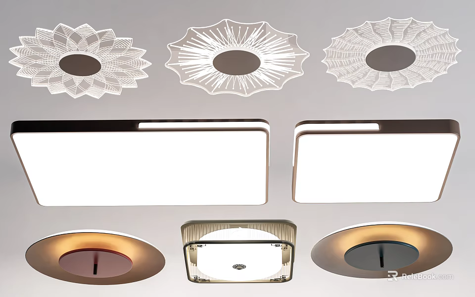 Various Modern Chandelier Designs With Decorative Patterns And Different Shapes 3d model