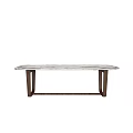 Modern Rectangular Dining Table With White Marble Top And Dark Wood Legs 3d model