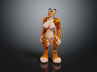 Anthropomorphic Tiger Character 3D Model With Striped Fur And Humanoid Form 3d model