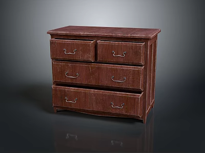 Brown Wooden Dresser With Multiple Drawers And Metal Handles Classic Design And Glossy Surface 3d model