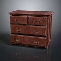 Brown Wooden Dresser With Multiple Drawers And Metal Handles Classic Design And Glossy Surface