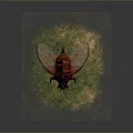 Red Flower Shaped Object With Wings Placed On Green Grass Area