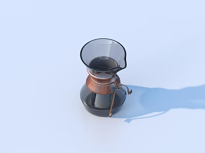 Stylish Black And Copper Coffee Pot With Transparent Glass Lid And Small Copper Handle 3d model