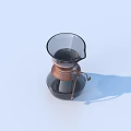 Stylish Black And Copper Coffee Pot With Transparent Glass Lid And Small Copper Handle