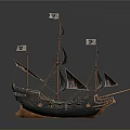 European-style sailing ship ancient ship pirate ship ancient warship large ancient ship 3d model