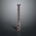 Classical Stone Column With Intricate Carvings And Textured Surface Design 3d model