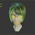 Game And Movie Character Short Hair Design With Brown Gradient Bangs And White Head Model