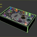 Black Control Panel with Green Red White Yellow Blue Buttons Knobs and Ports 3d model