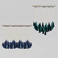 Decorative Human Shaped Pendant With Clustered Blue Green Figures Suspended On Strings