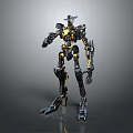 Humanoid Robot With Black And Gold Mechanical Structure And Articulated Limbs