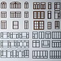 Collection of Window Frame Designs with Various Styles and Architectural Patterns 3d model