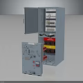 Blue Electrical Distribution Box With Open Door And Internal Safety Components
