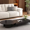 Modern Cream Colored Sofa And Black Coffee Table Set In Warm Interior With Plush Pillows Flower Vase And Green Plant