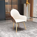 Modern White Dining Chair With Armrest And Golden Legs In Luxurious Interior