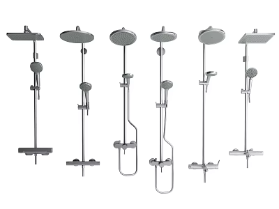 Modern Shower Head Systems Featuring Various Designs For Bathroom Use 3d model