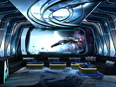 Science Fiction Themed KTV Room With Futuristic Decor 3d model