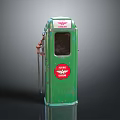 Vintage Green Gas Pump With Flying A Logo And Classic Fuel Nozzle