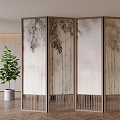 New Chinese Partition Screen Folding Screen Partition 3d model