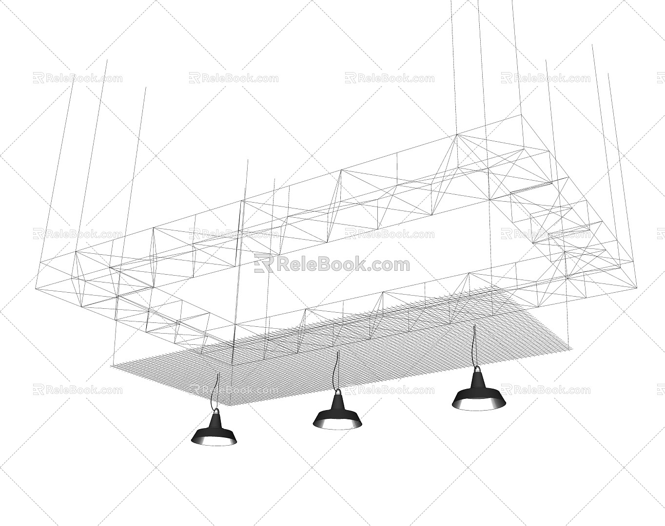 Modern suspended ceiling structure frame 3d model