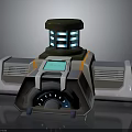 Sci Fi Tech Device With Blue Illuminated Panels Cylindrical Top And Ventilated Base 3d model