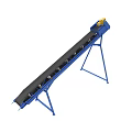 Blue Conveyor Belt Equipment With Yellow Motor Black Belt Surface And Supporting Frame