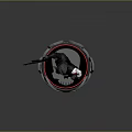 Action Character Holding Rifle With Long Hair Black Outfit Red Cross Arm On Circular Base